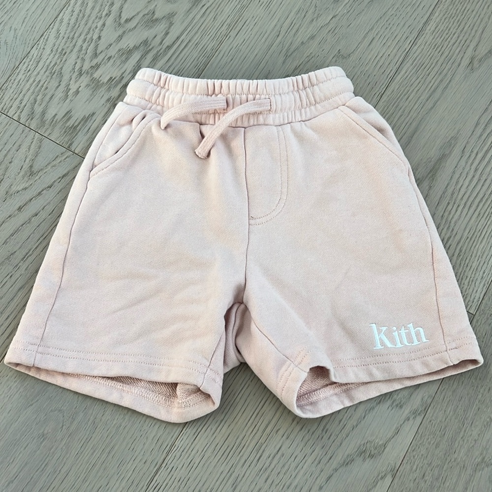 Pink kith kids sweatshorts